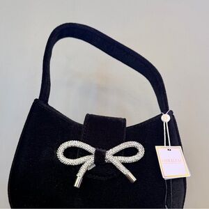 Shiraleah Black Shoulder Bag with Silver Bow